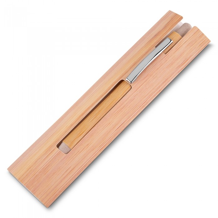 Caneta Ecológica de Bambu com Estojo Personalizada para Brinde